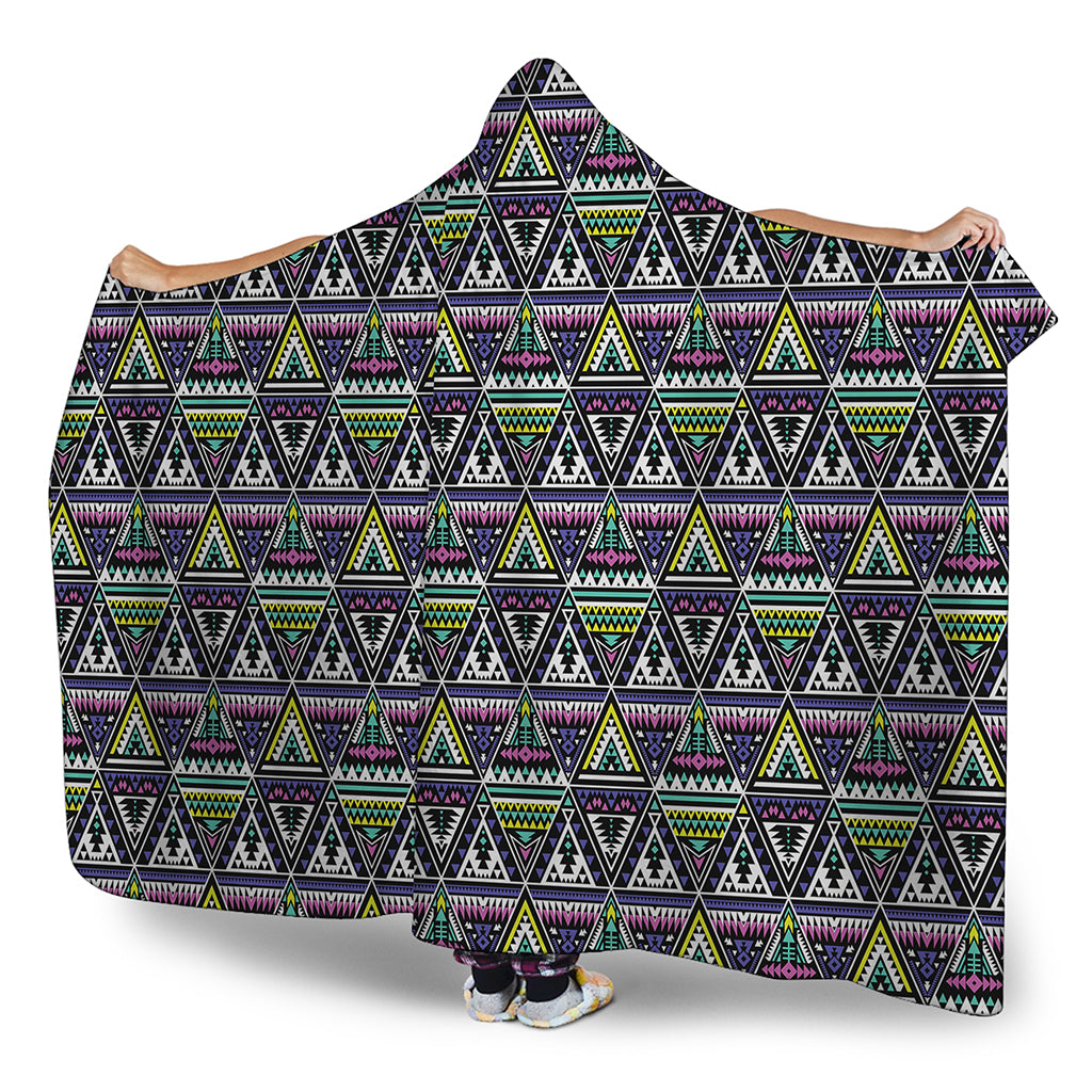 Colorful Geometric Native Navajo Print Hooded Blanket