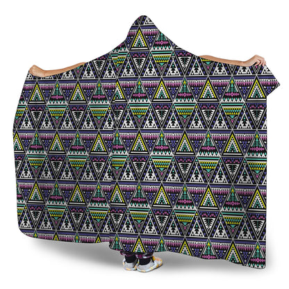 Colorful Geometric Native Navajo Print Hooded Blanket