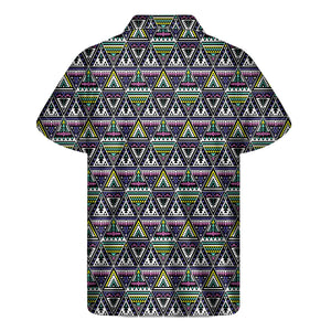 Colorful Geometric Native Navajo Print Men's Short Sleeve Shirt