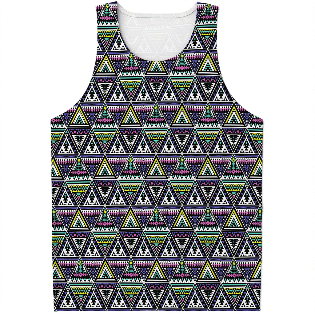 Colorful Geometric Native Navajo Print Men's Tank Top