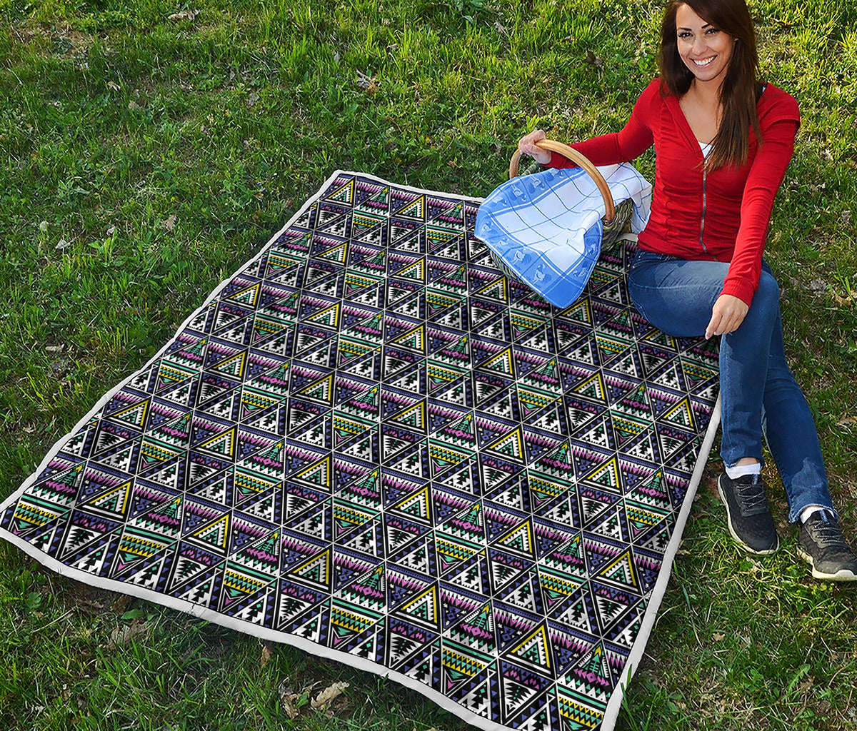 Colorful Geometric Native Navajo Print Quilt