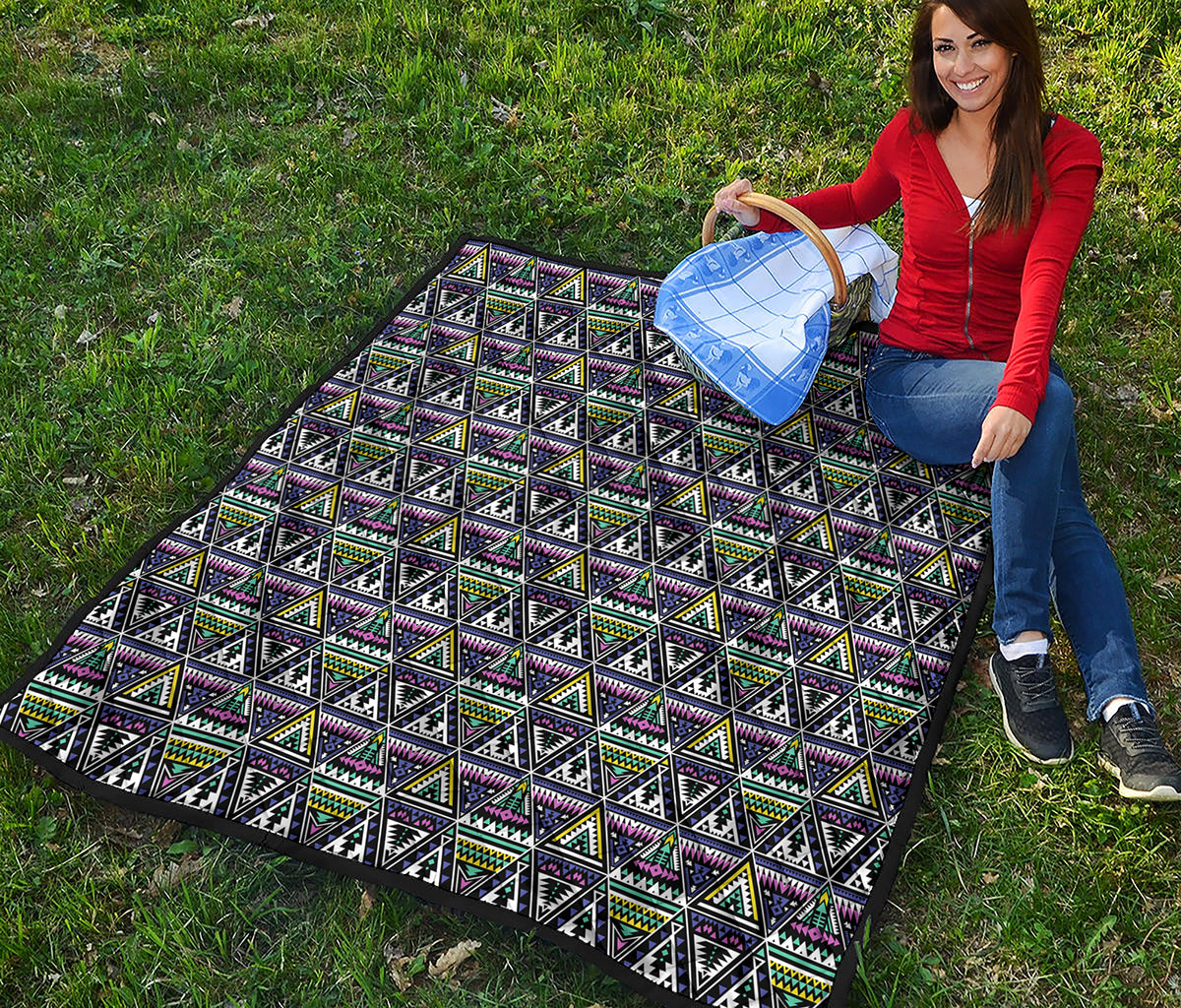 Colorful Geometric Native Navajo Print Quilt