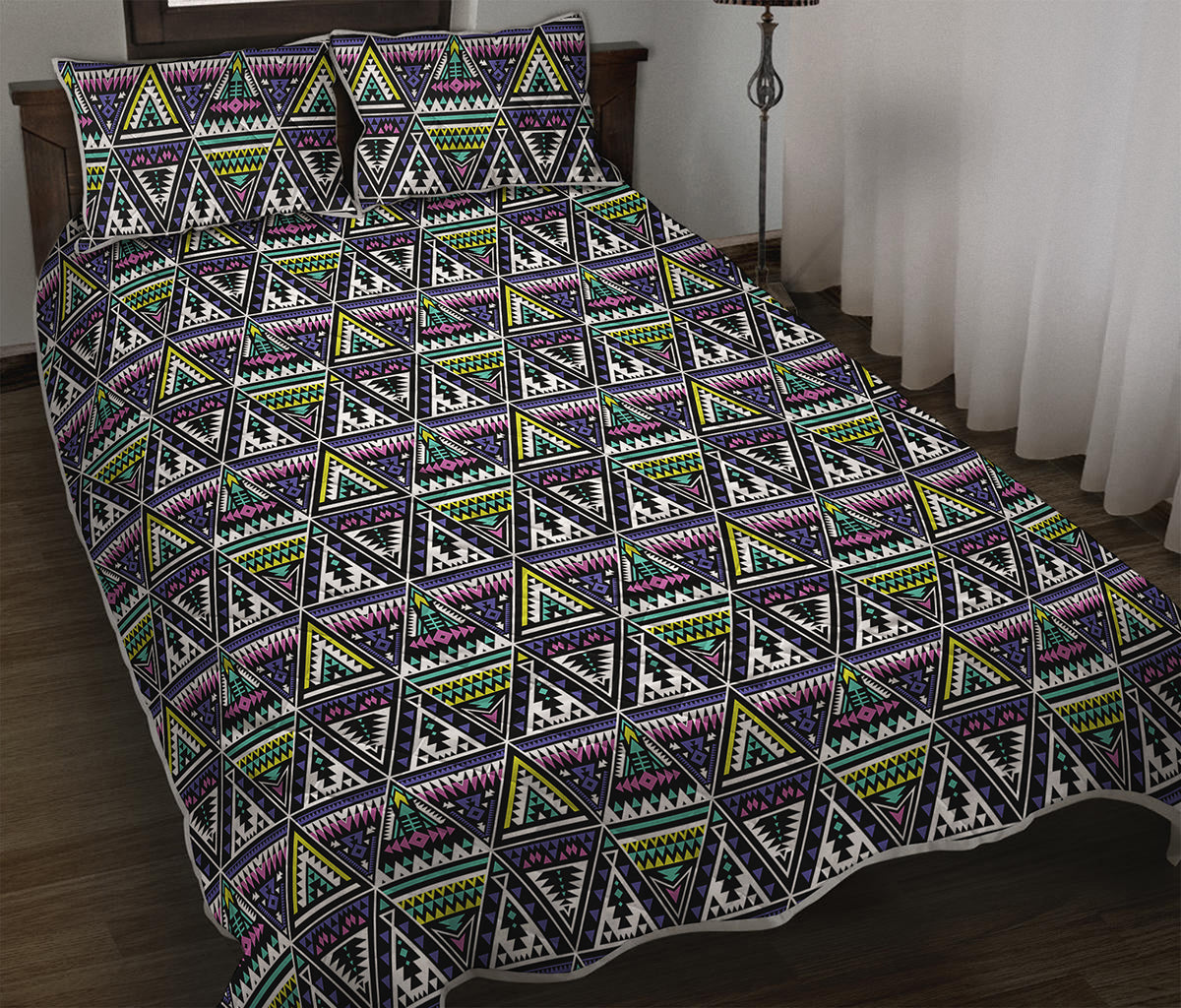 Colorful Geometric Native Navajo Print Quilt Bed Set