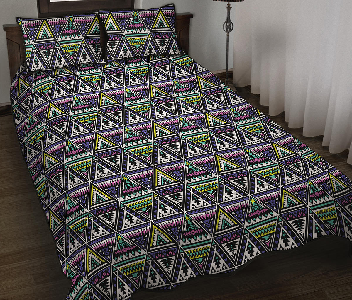 Colorful Geometric Native Navajo Print Quilt Bed Set