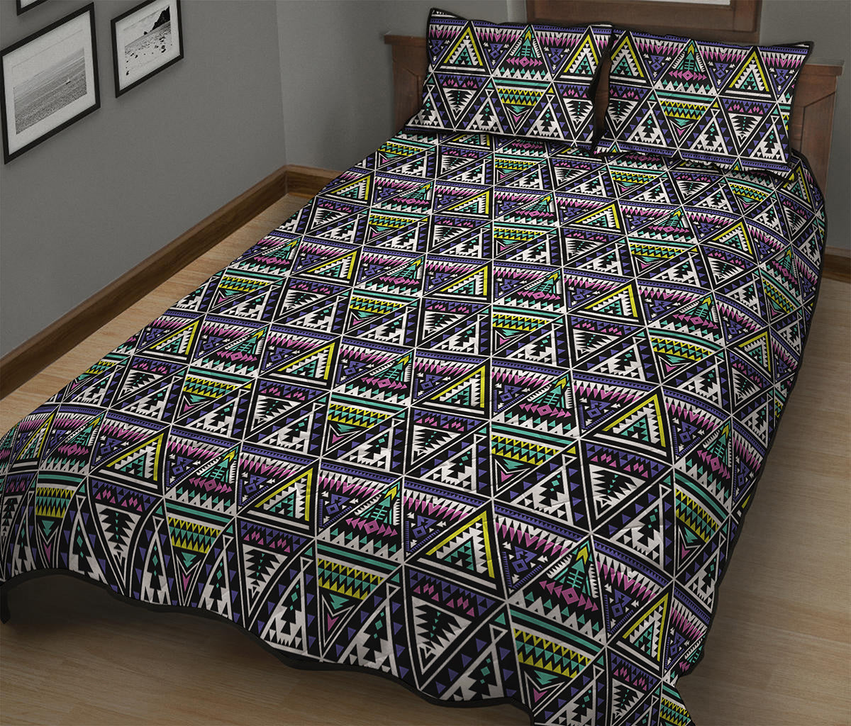 Colorful Geometric Native Navajo Print Quilt Bed Set