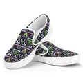Colorful Geometric Native Navajo Print White Slip On Sneakers