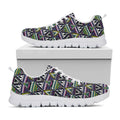 Colorful Geometric Native Navajo Print White Running Shoes