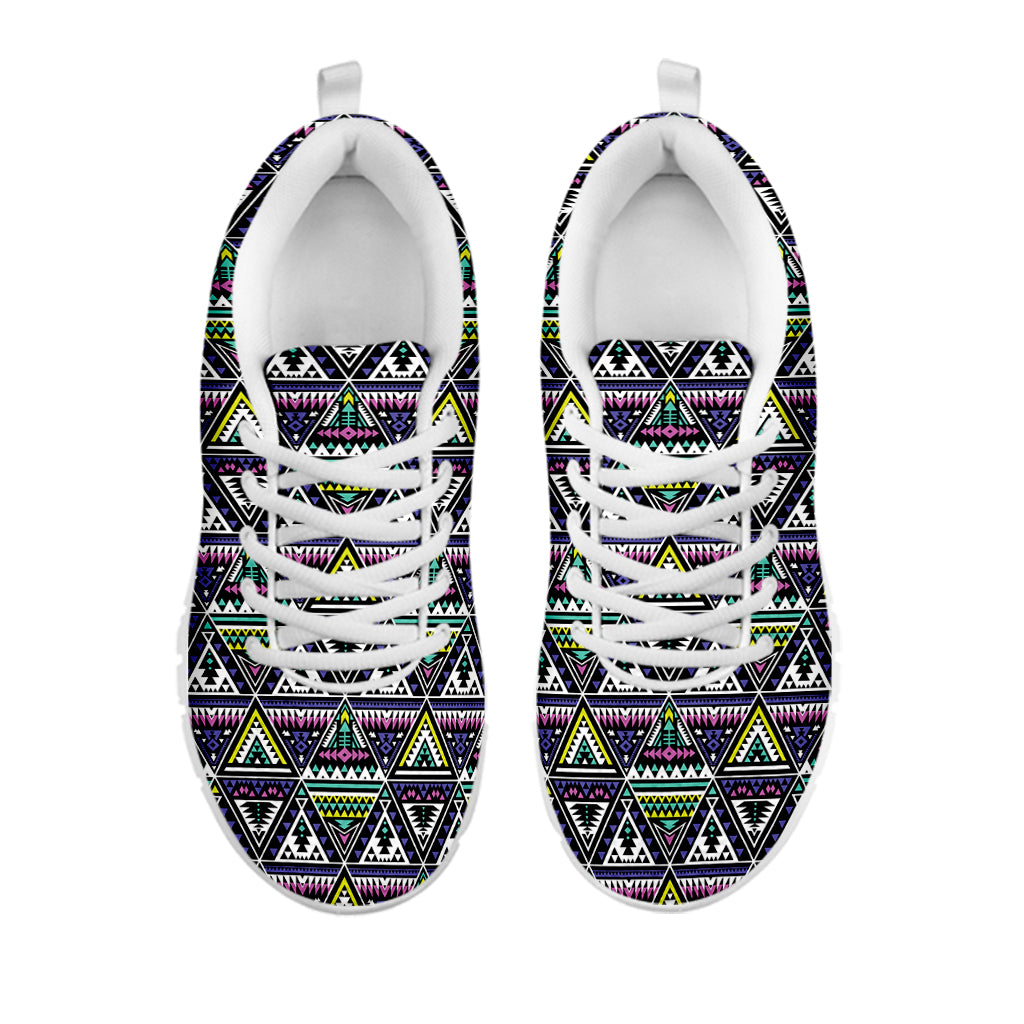 Colorful Geometric Native Navajo Print White Sneakers