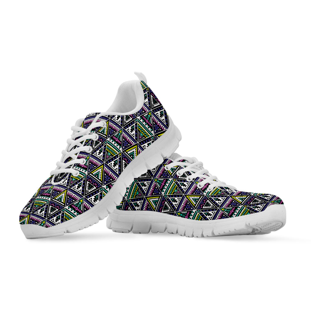 Colorful Geometric Native Navajo Print White Sneakers