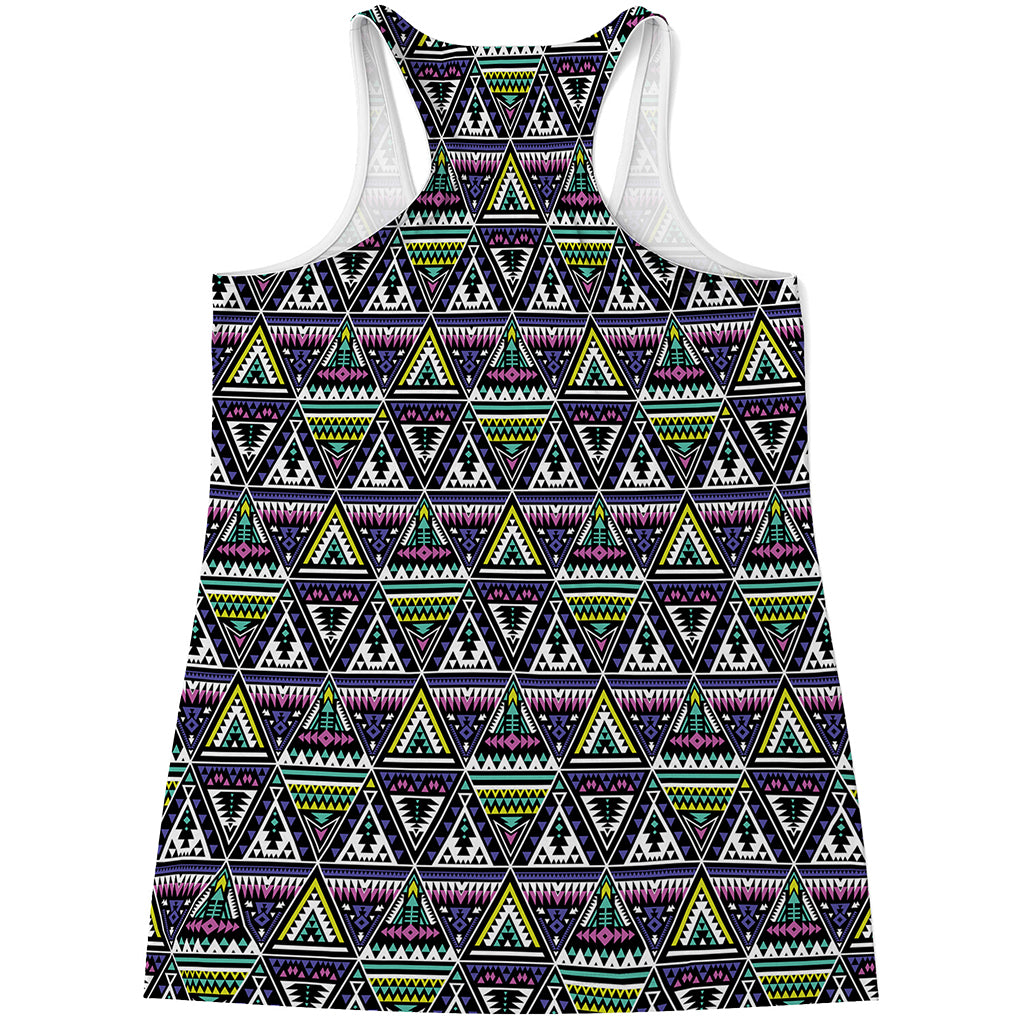 Colorful Geometric Native Navajo Print Women's Racerback Tank Top