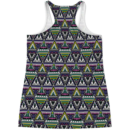 Colorful Geometric Native Navajo Print Women's Racerback Tank Top