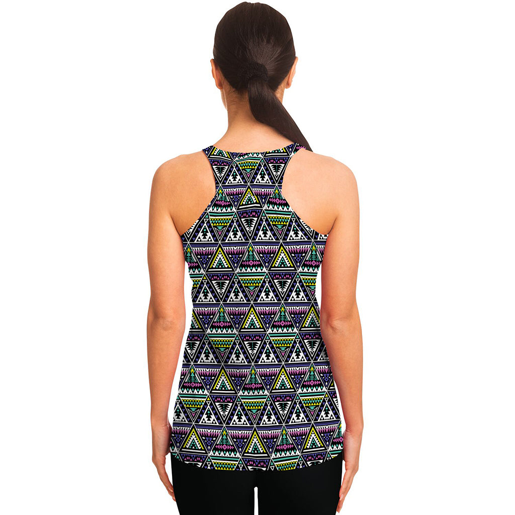 Colorful Geometric Native Navajo Print Women's Racerback Tank Top