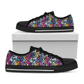 Colorful Geometric Tribal Pattern Print Black Low Top Sneakers