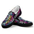 Colorful Geometric Tribal Pattern Print Black Slip On Sneakers