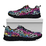 Colorful Geometric Tribal Pattern Print Black Sneakers