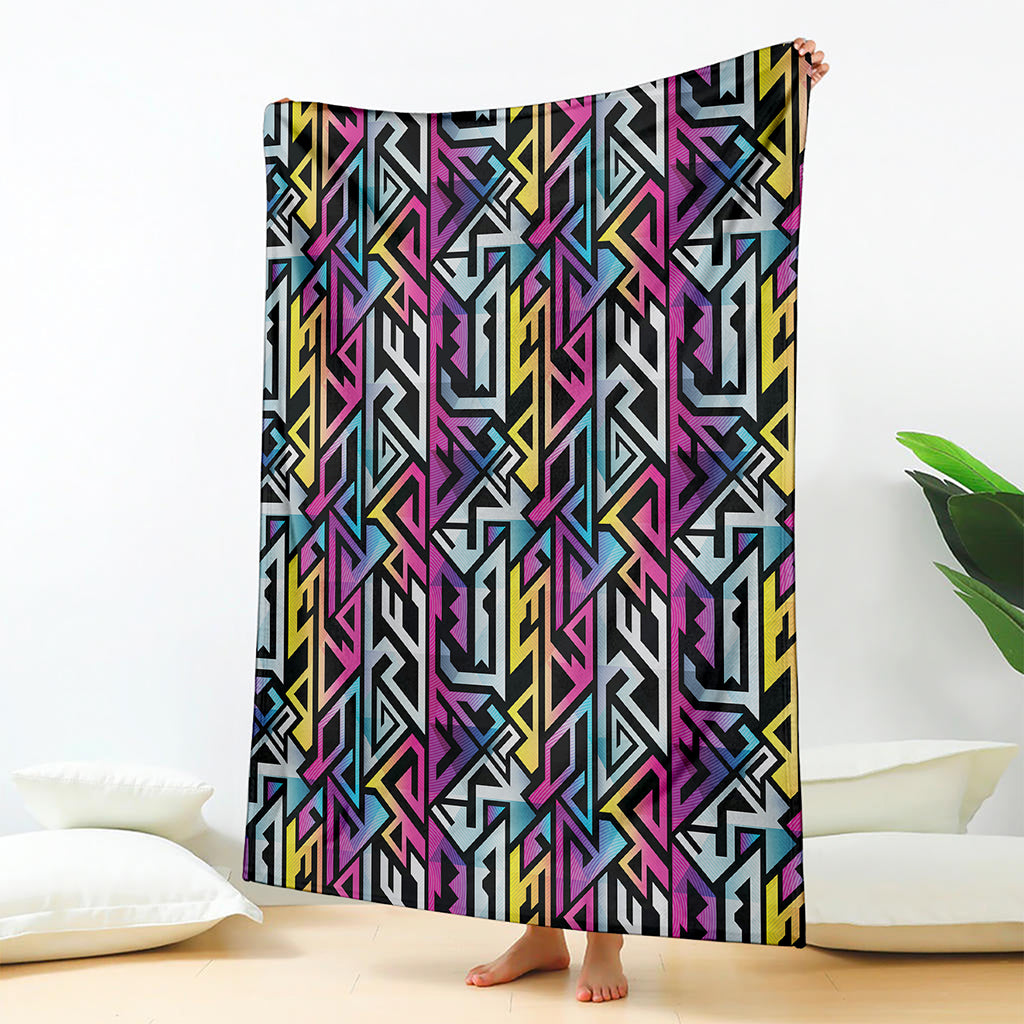 Colorful Geometric Tribal Pattern Print Blanket
