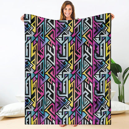 Colorful Geometric Tribal Pattern Print Blanket