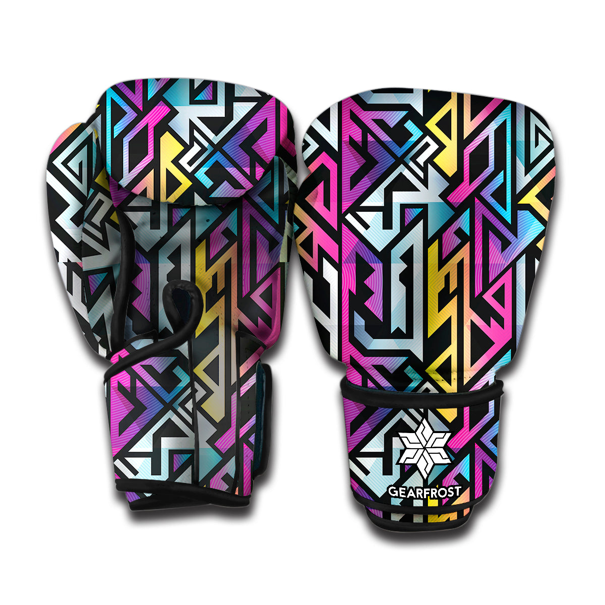 Colorful Geometric Tribal Pattern Print Boxing Gloves