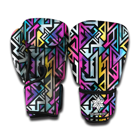 Colorful Geometric Tribal Pattern Print Boxing Gloves