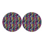 Colorful Geometric Tribal Pattern Print Car Coasters