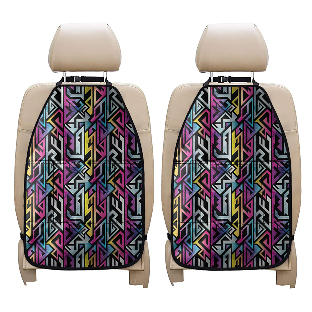 Colorful Geometric Tribal Pattern Print Car Seat Organizers