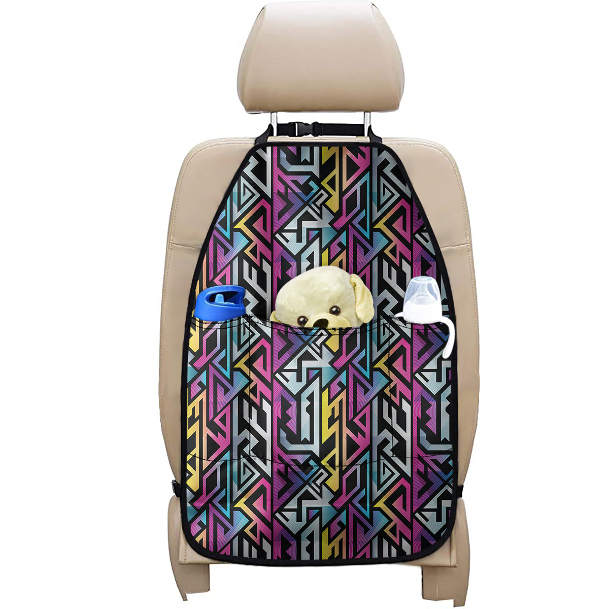 Colorful Geometric Tribal Pattern Print Car Seat Organizers