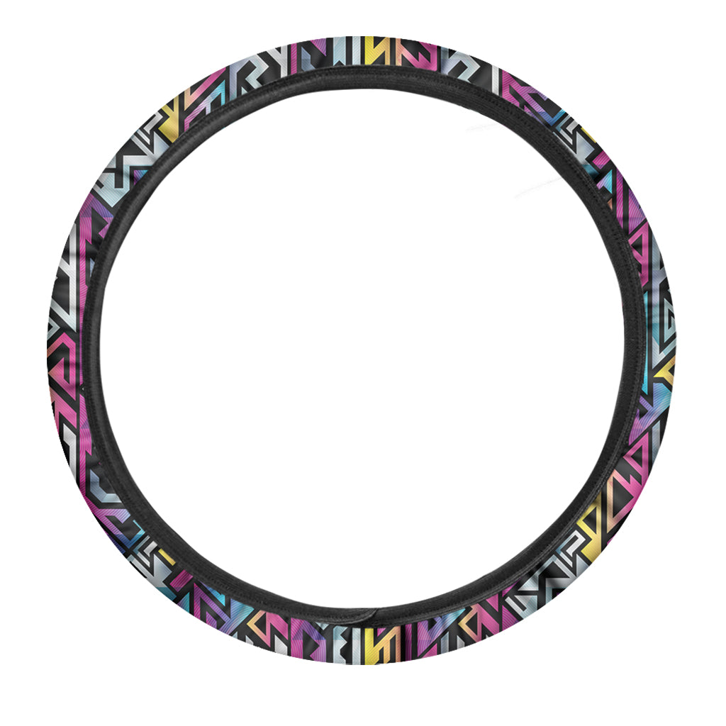 Colorful Geometric Tribal Pattern Print Car Steering Wheel Cover