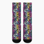 Colorful Geometric Tribal Pattern Print Crew Socks