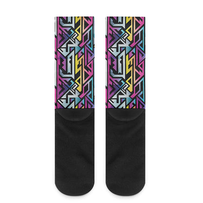 Colorful Geometric Tribal Pattern Print Crew Socks