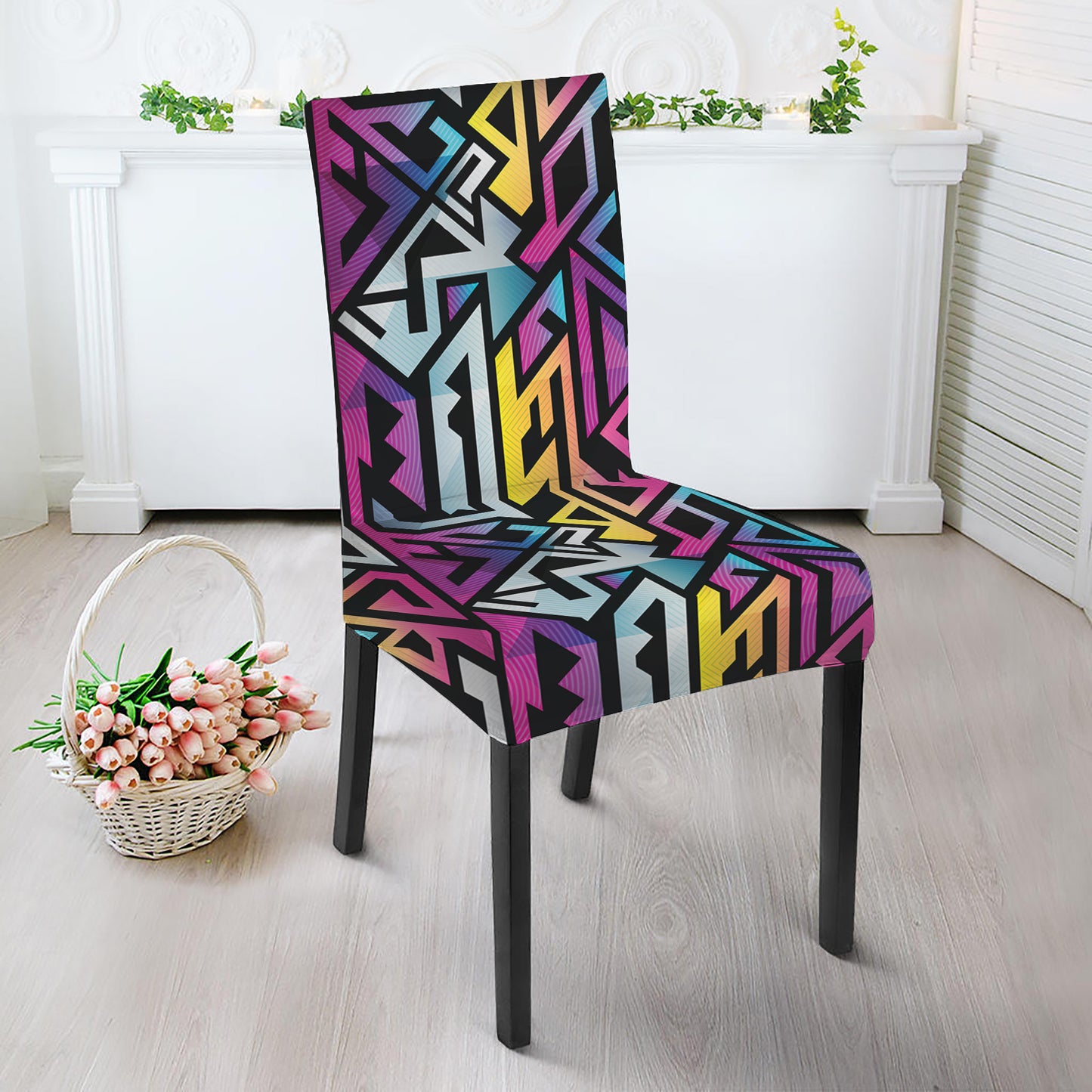 Colorful Geometric Tribal Pattern Print Dining Chair Slipcover