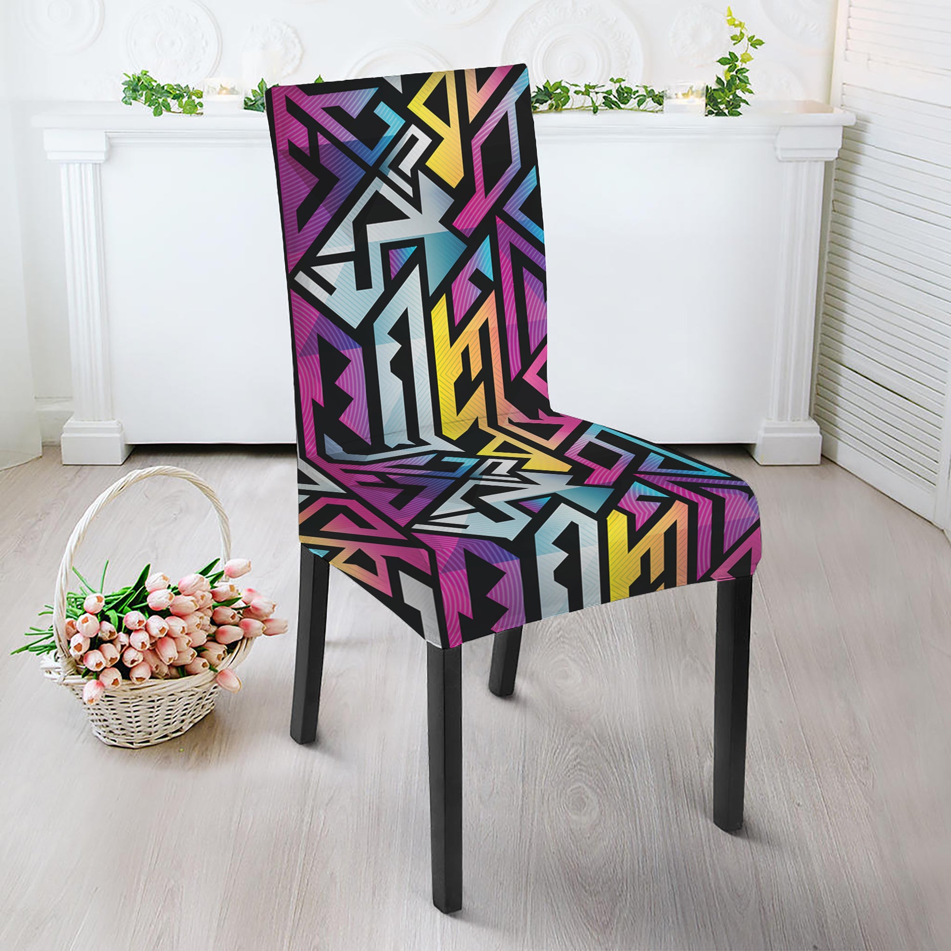 Colorful Geometric Tribal Pattern Print Dining Chair Slipcover
