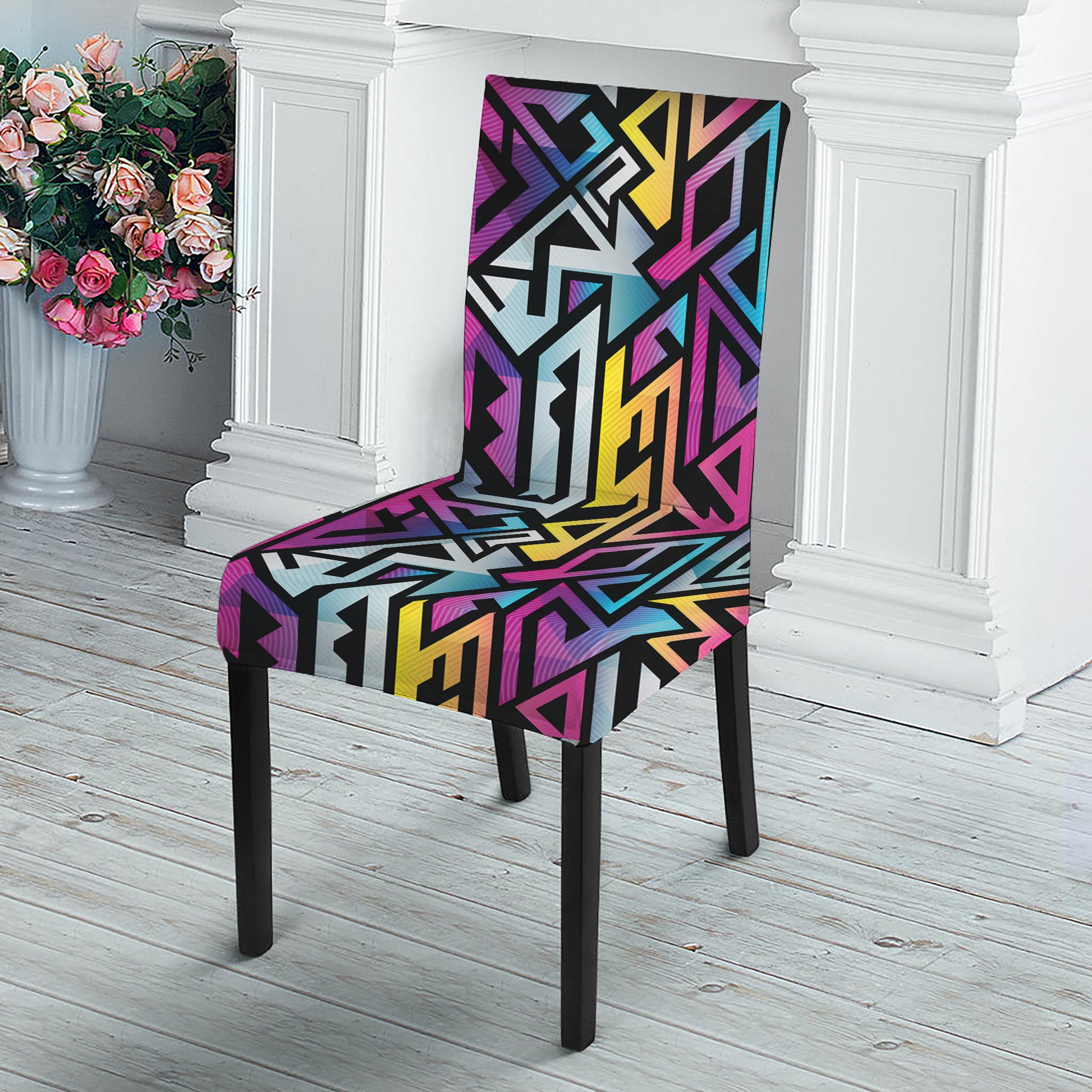 Colorful Geometric Tribal Pattern Print Dining Chair Slipcover