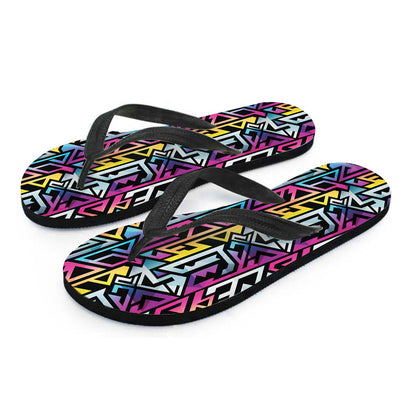 Colorful Geometric Tribal Pattern Print Flip Flops