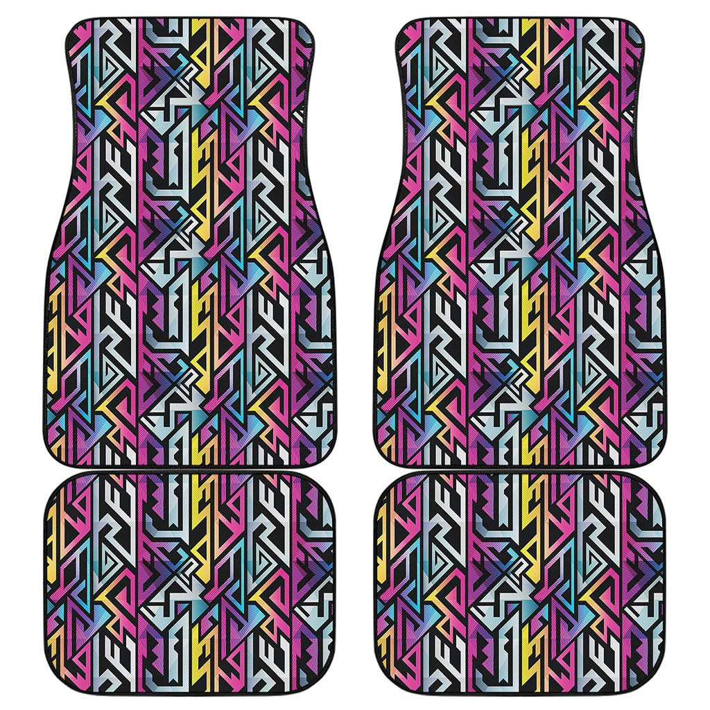 Colorful Geometric Tribal Pattern Print Front and Back Car Floor Mats
