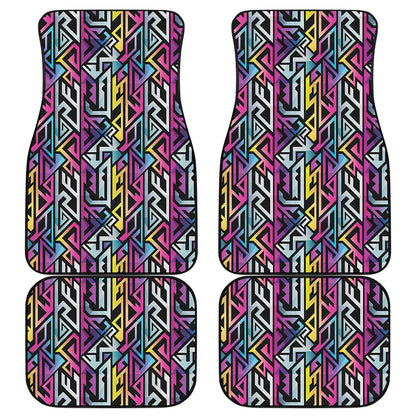 Colorful Geometric Tribal Pattern Print Front and Back Car Floor Mats