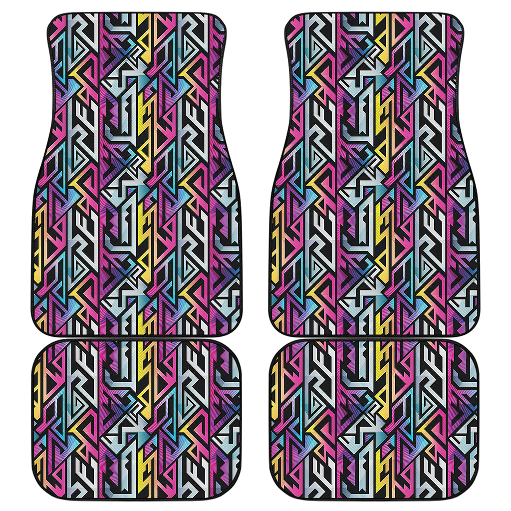 Colorful Geometric Tribal Pattern Print Front and Back Car Floor Mats