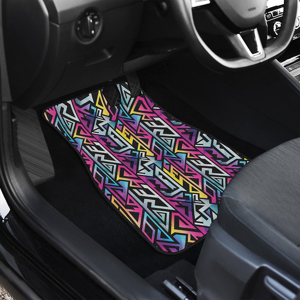 Colorful Geometric Tribal Pattern Print Front and Back Car Floor Mats