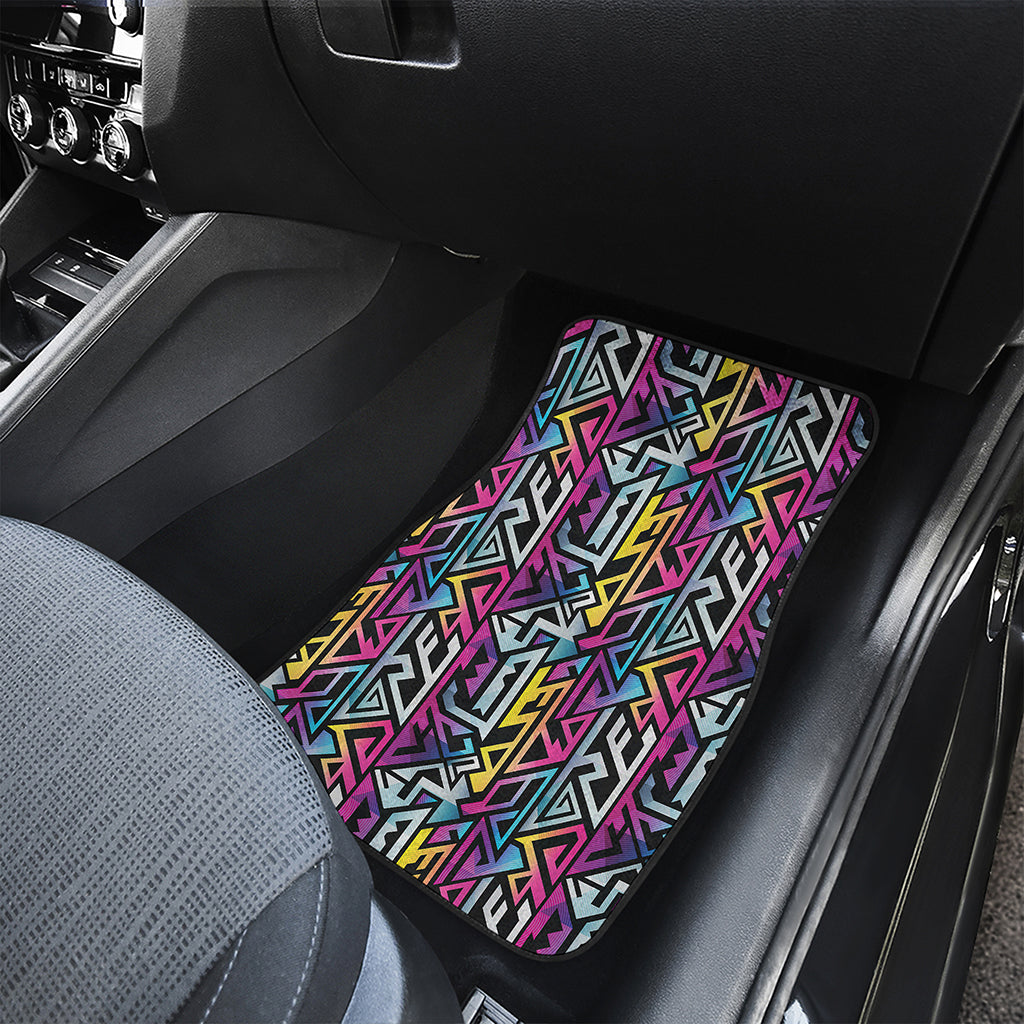 Colorful Geometric Tribal Pattern Print Front and Back Car Floor Mats