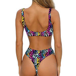 Colorful Geometric Tribal Pattern Print Front Bow Tie Bikini