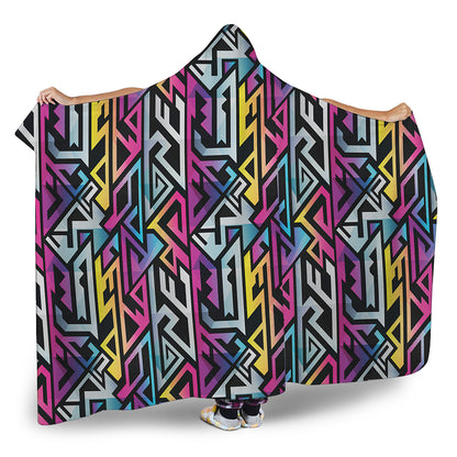 Colorful Geometric Tribal Pattern Print Hooded Blanket