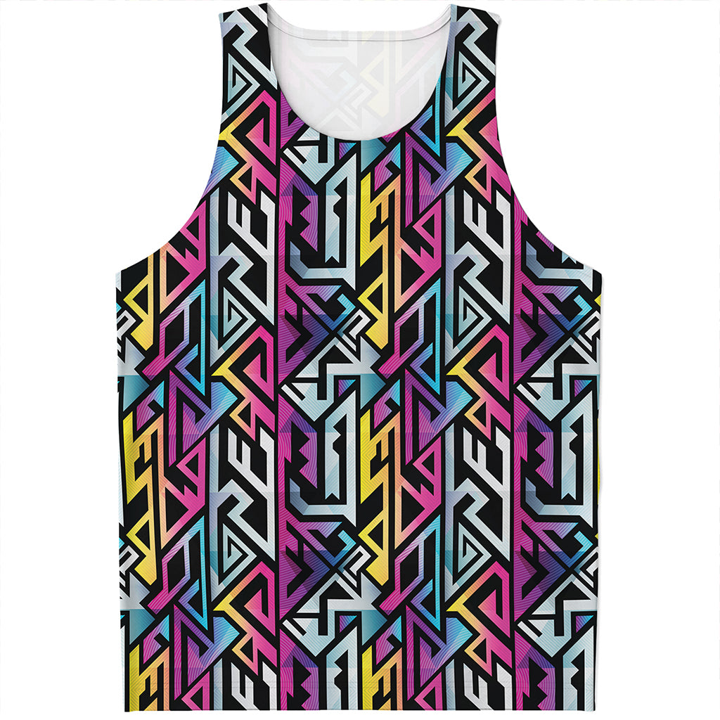 Colorful Geometric Tribal Pattern Print Men's Tank Top