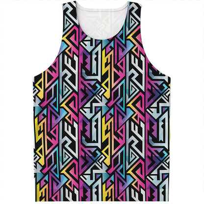 Colorful Geometric Tribal Pattern Print Men's Tank Top