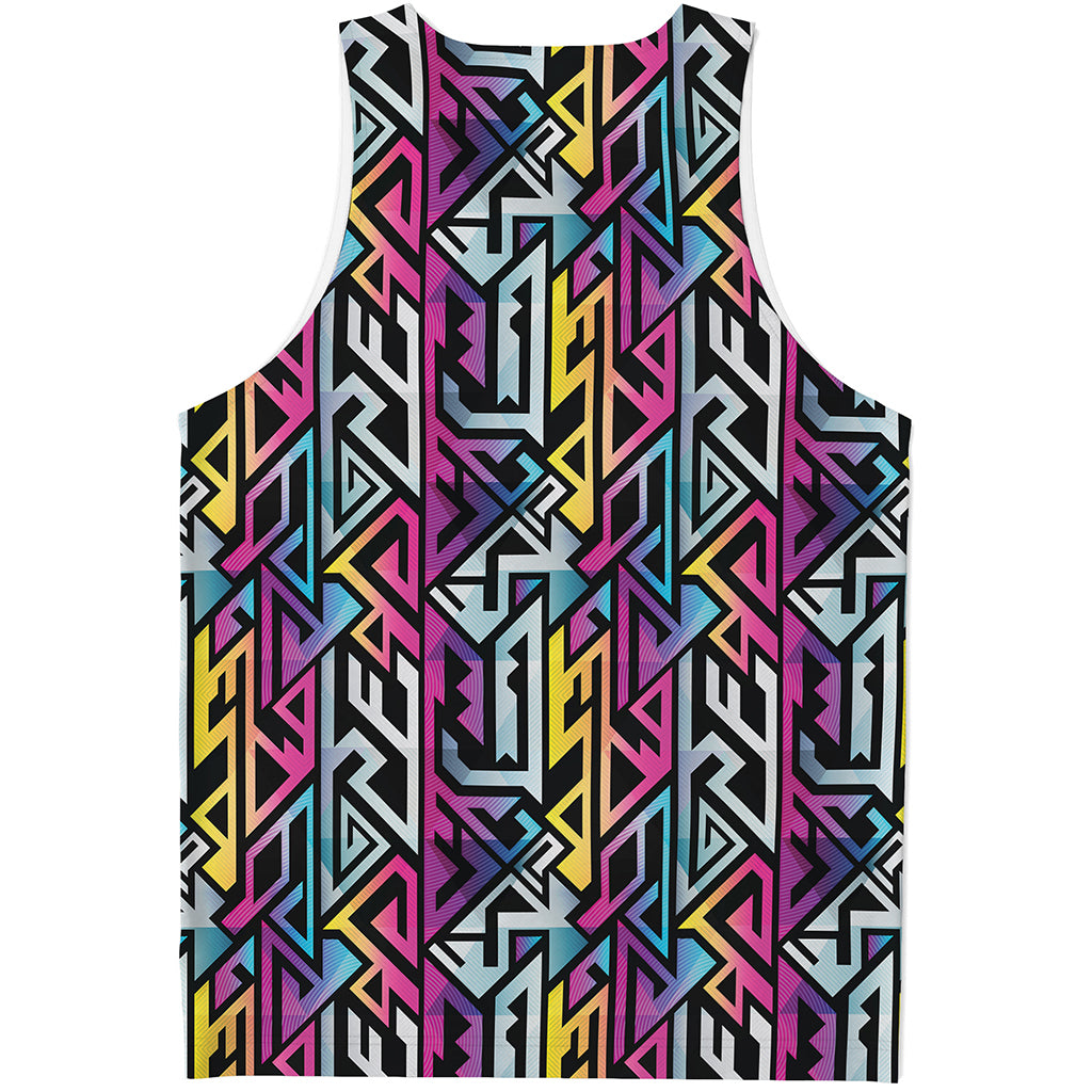 Colorful Geometric Tribal Pattern Print Men's Tank Top