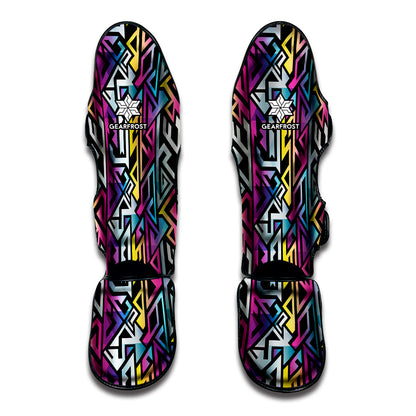 Colorful Geometric Tribal Pattern Print Muay Thai Shin Guard
