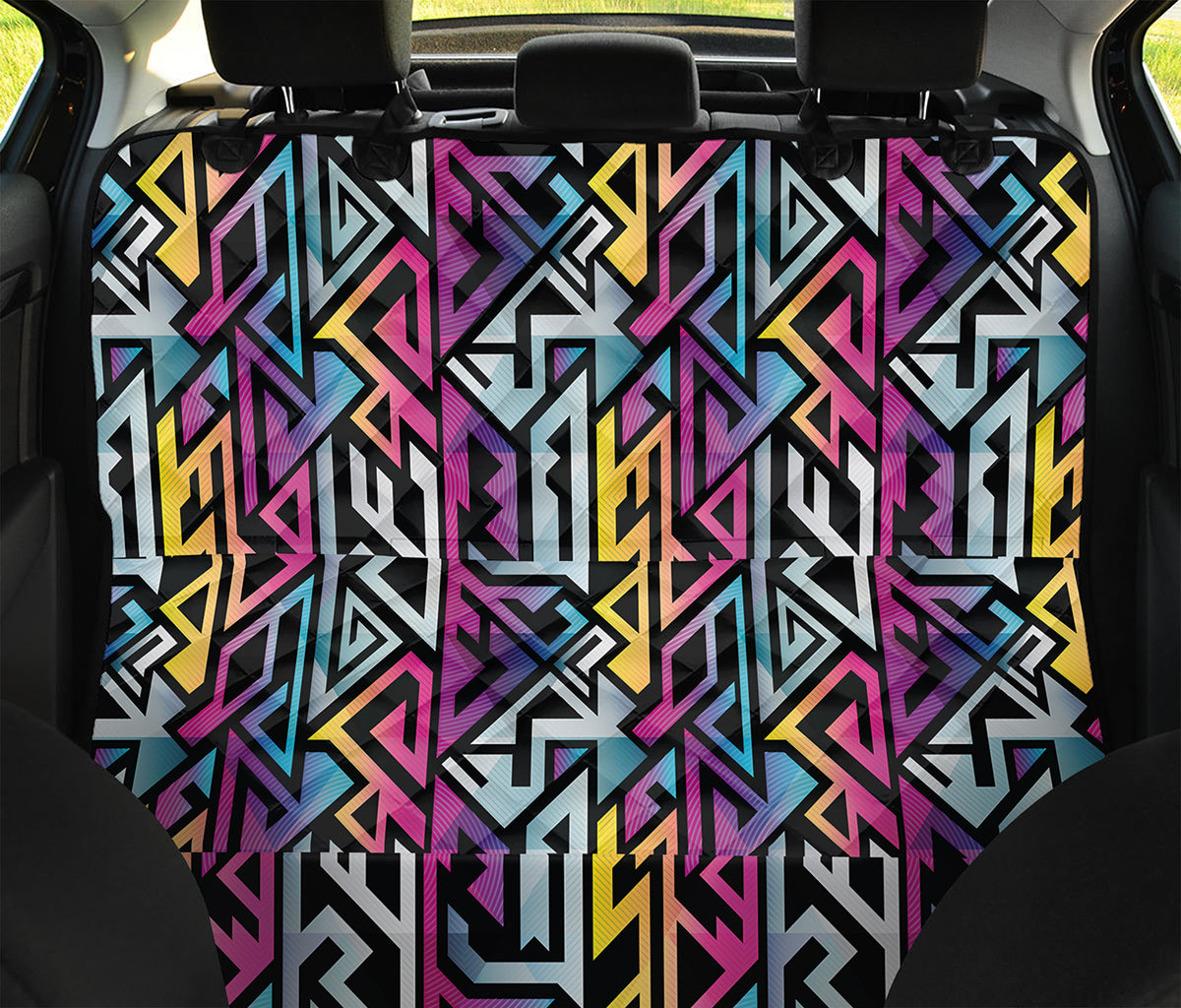 Colorful Geometric Tribal Pattern Print Pet Car Back Seat Cover