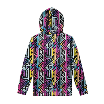 Colorful Geometric Tribal Pattern Print Pullover Hoodie
