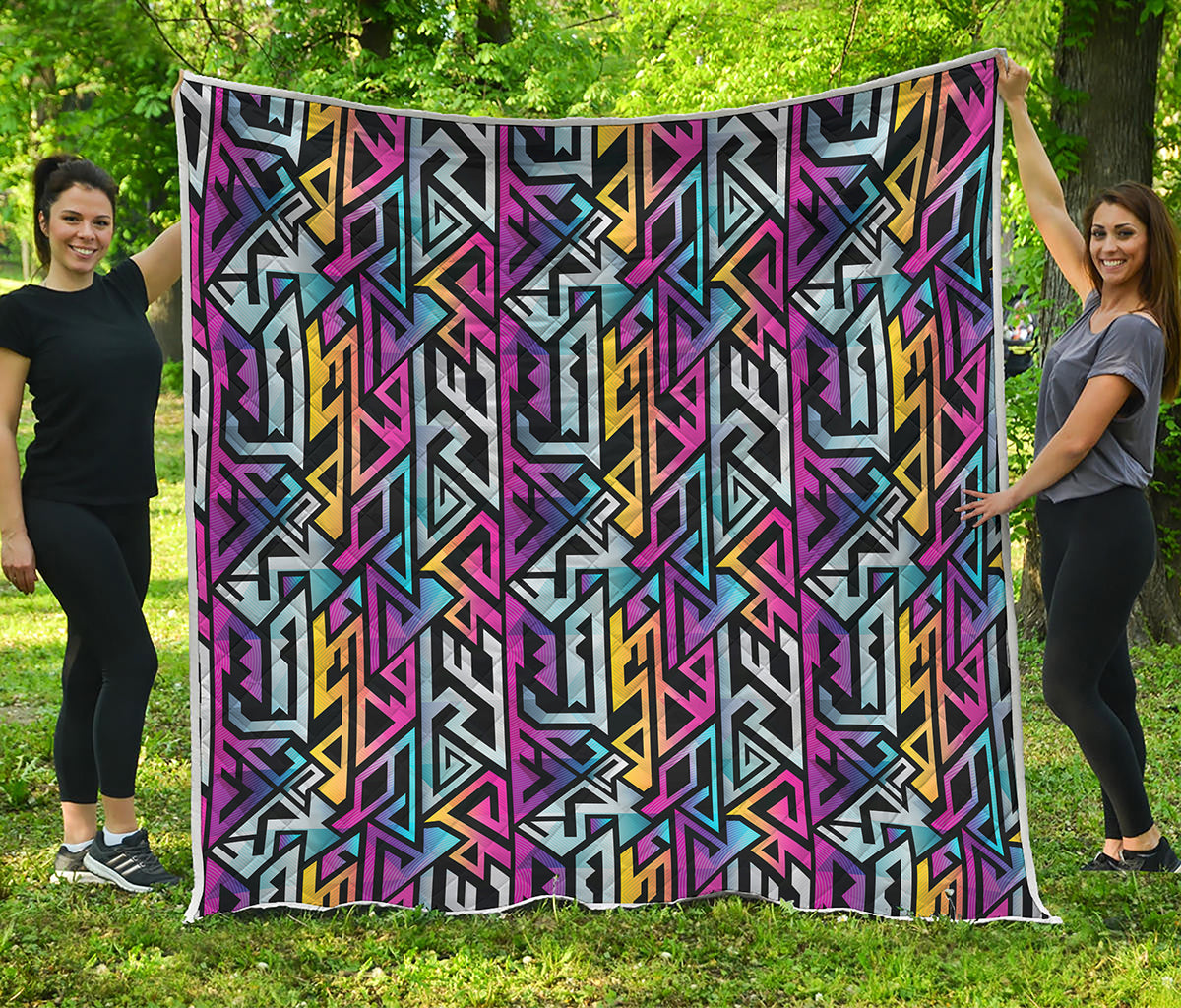 Colorful Geometric Tribal Pattern Print Quilt