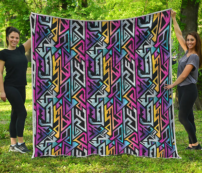 Colorful Geometric Tribal Pattern Print Quilt