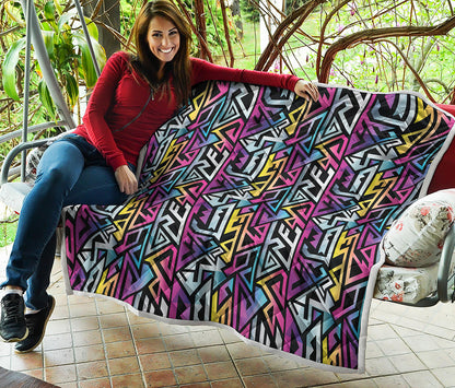 Colorful Geometric Tribal Pattern Print Quilt