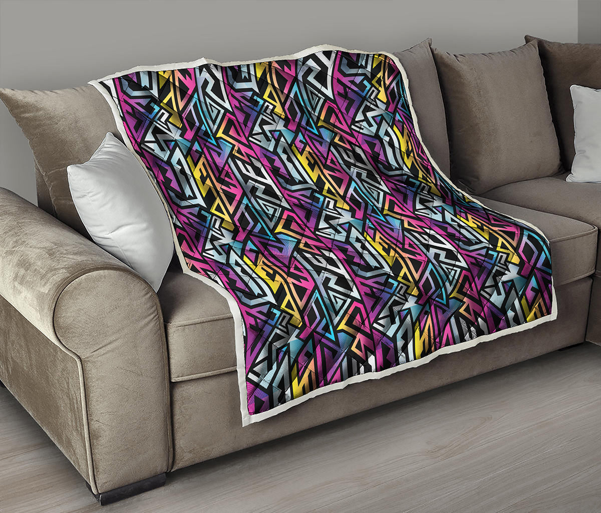 Colorful Geometric Tribal Pattern Print Quilt